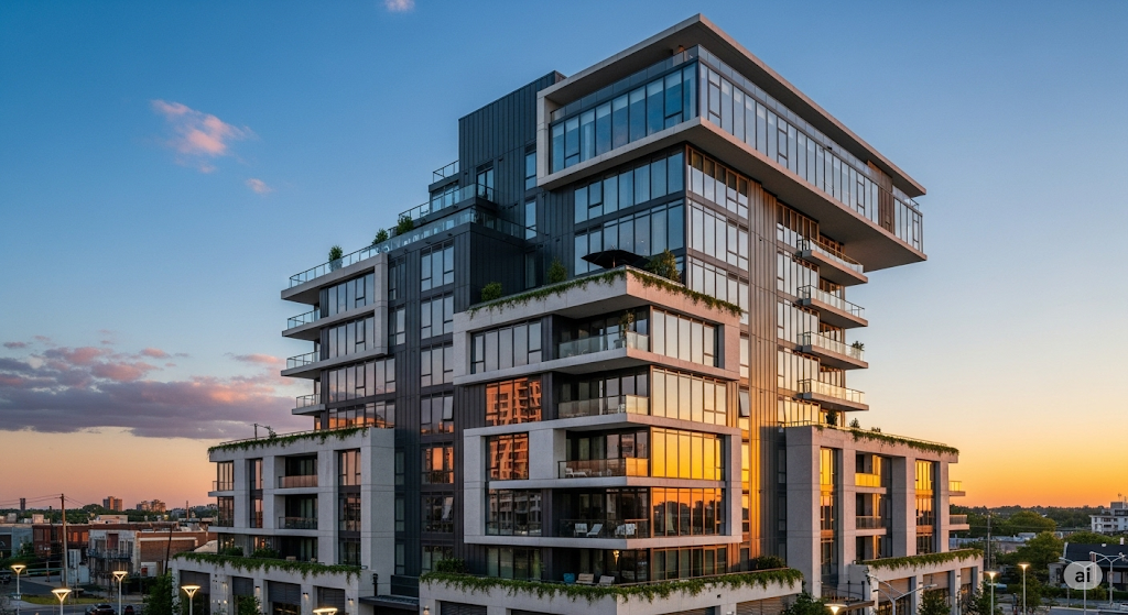 A render of three white cylindrical columns, against a warm creme background